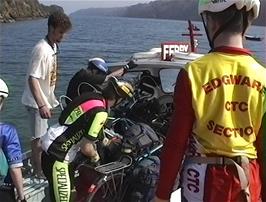 Packing the bikes into the Helford Passage ferry
